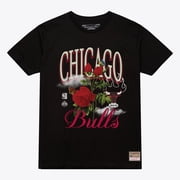 Unisex Mitchell & Ness Black Chicago Bulls Floral Graphic T-Shirt