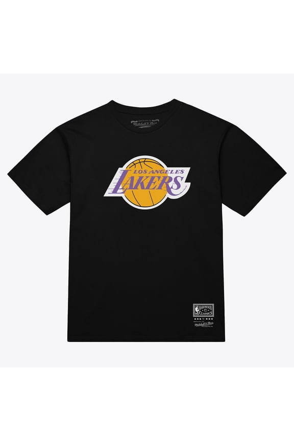 Unisex Mitchell & Ness Black Los Angeles Lakers Hardwood Classics Arch T-Shirt