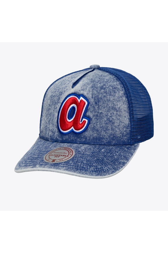 Unisex Mitchell & Ness Blue Atlanta Braves Cooperstown Gameday Adjustable Trucker Hat
