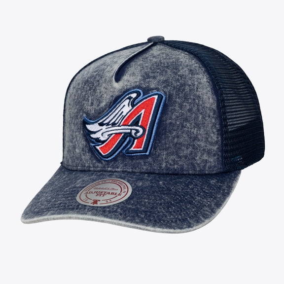 Unisex Mitchell & Ness Blue California Angels Cooperstown Gameday Adjustable Trucker Hat