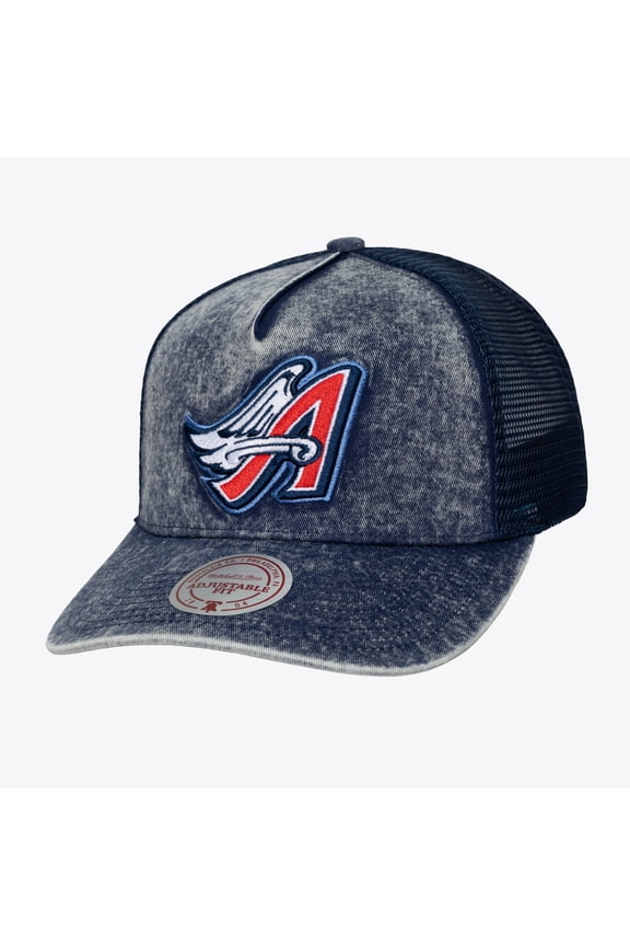 Unisex Mitchell & Ness Blue California Angels Cooperstown Gameday Adjustable Trucker Hat