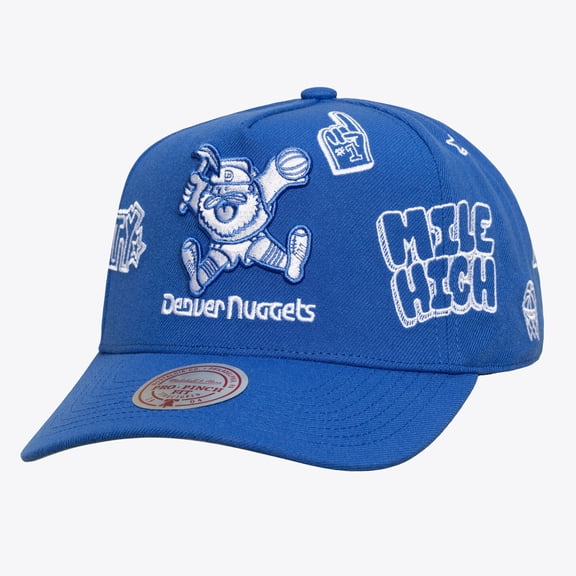 Unisex Mitchell & Ness Blue Denver Nuggets Hardwood Classics Downtown Doodle Pro Snapback Hat