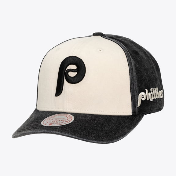 Unisex Mitchell & Ness Cream/Black Philadelphia Phillies Snow Block Pro Crown Adjustable Hat