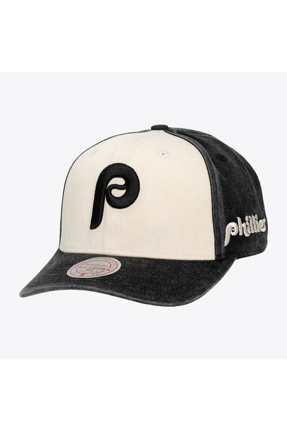 Unisex Mitchell & Ness Cream/Black Philadelphia Phillies Snow Block Pro Crown Adjustable Hat