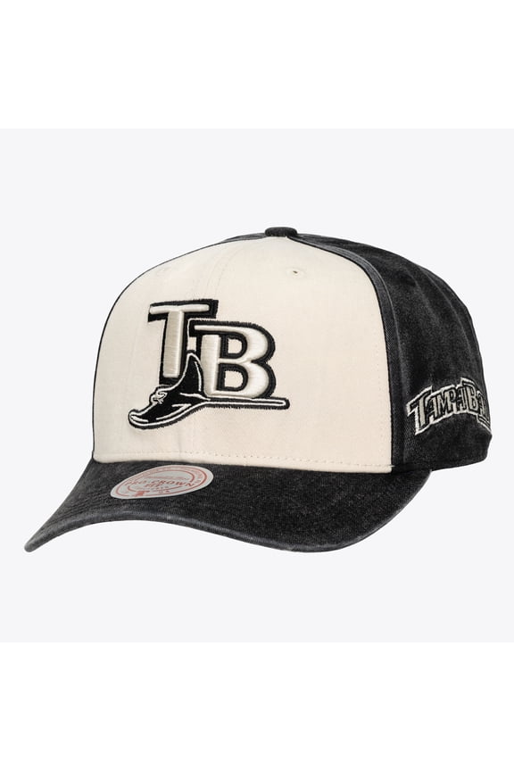 Unisex Mitchell & Ness Cream/Black Tampa Bay Rays Snow Block Pro Crown Adjustable Hat