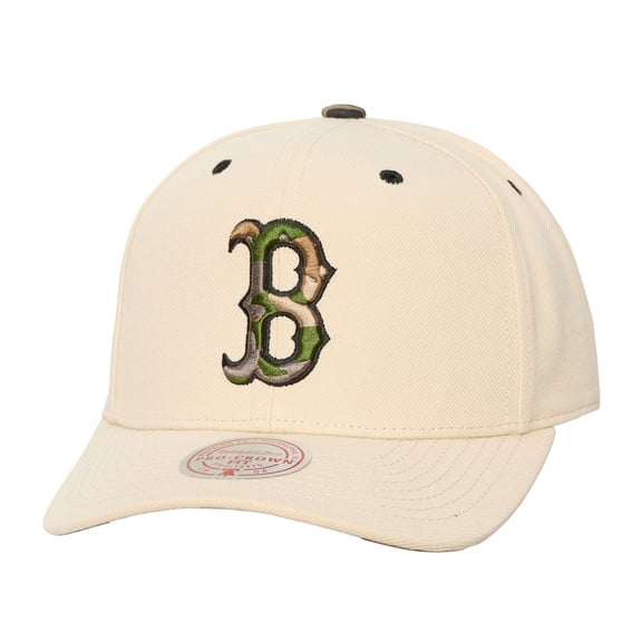 Unisex Mitchell & Ness Cream Boston Red Sox Camo Logo Pro Crown Snapback Hat