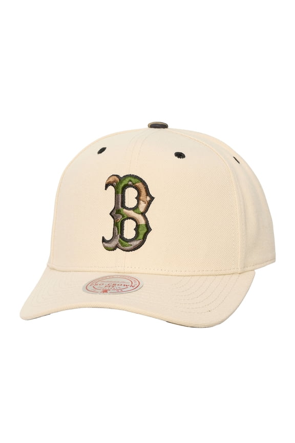 Unisex Mitchell & Ness Cream Boston Red Sox Camo Logo Pro Crown Snapback Hat