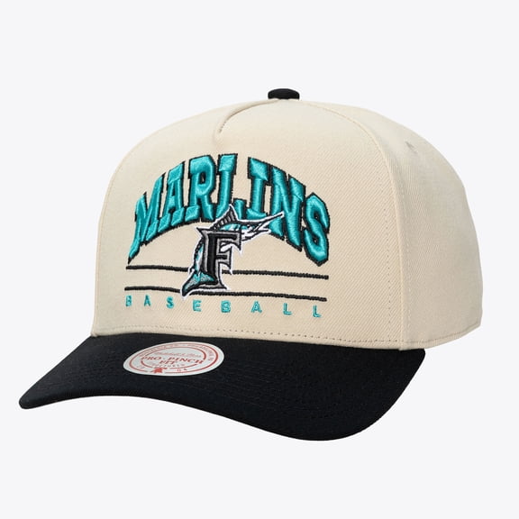 Unisex Mitchell & Ness Cream Florida Marlins Retro Arch Pro Pinch Adjustable Hat