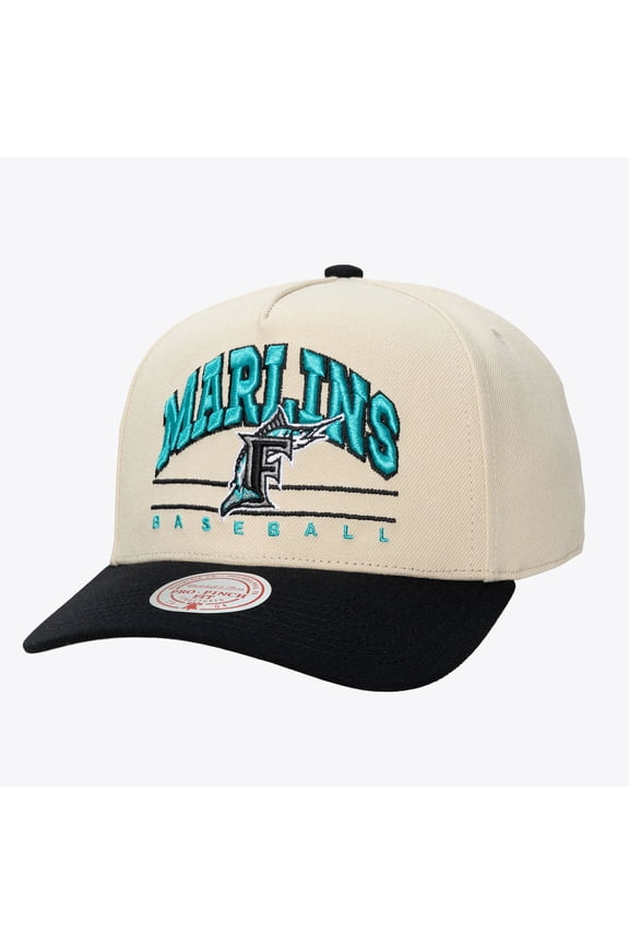 Unisex Mitchell & Ness Cream Florida Marlins Retro Arch Pro Pinch Adjustable Hat