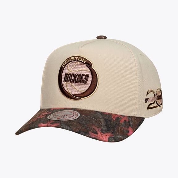 Unisex Mitchell & Ness Cream Houston Rockets Hardwood Classics Fall Pink Pro Snapback Hat
