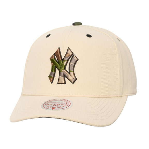 Unisex Mitchell & Ness Cream New York Yankees Camo Logo Pro Crown Snapback Hat