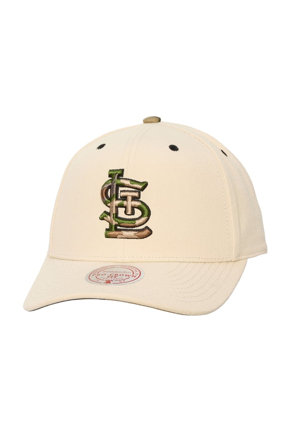 Unisex Mitchell & Ness Cream St. Louis Cardinals Camo Logo Pro Crown Snapback Hat