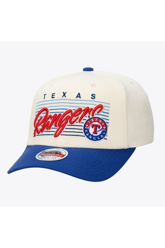 Unisex Mitchell & Ness  Cream Texas Rangers Retro Lines Stretch Snapback Hat
