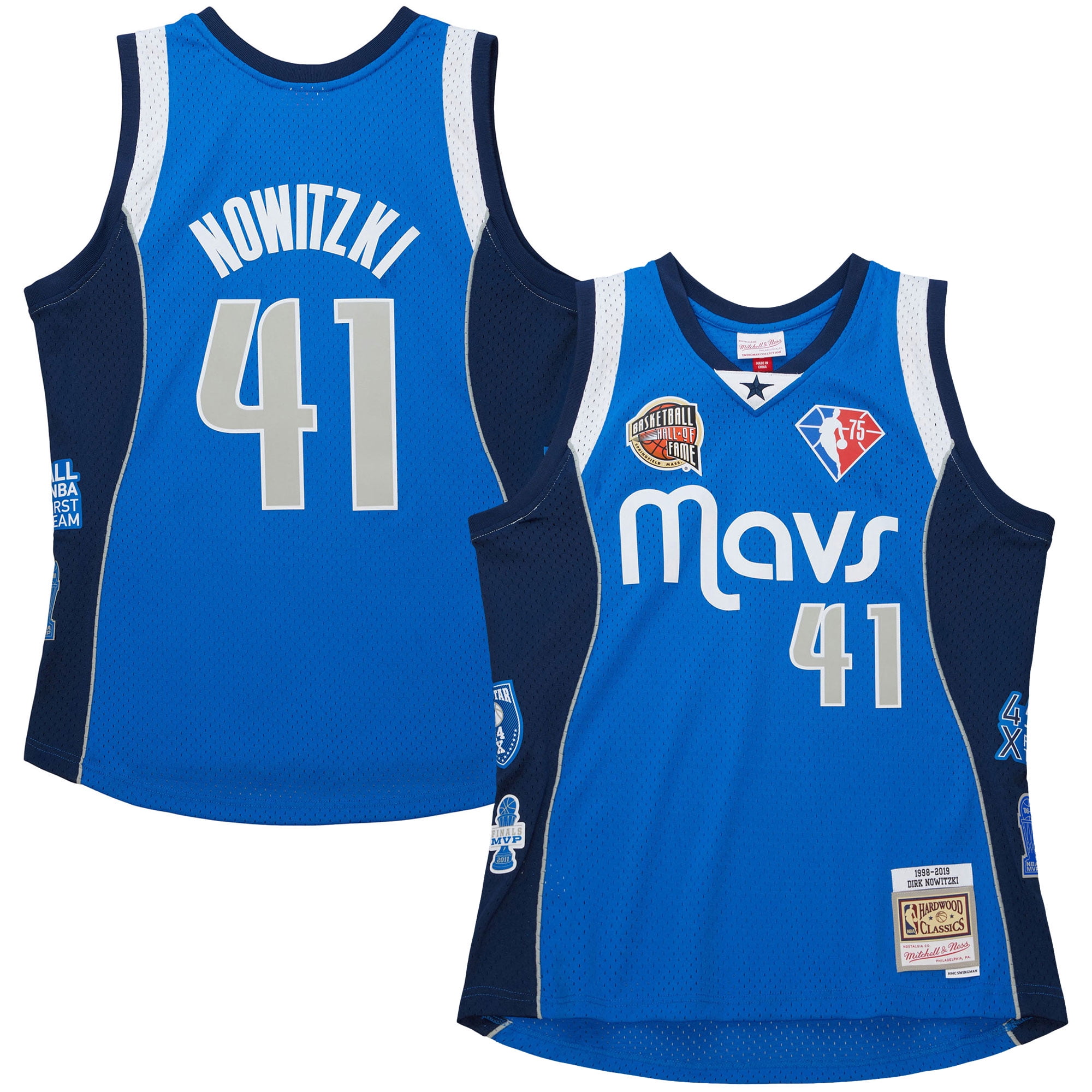 Men's Nike Dallas Mavericks No41 Dirk Nowitzki Navy NBA Swingman Statement Edition Jersey