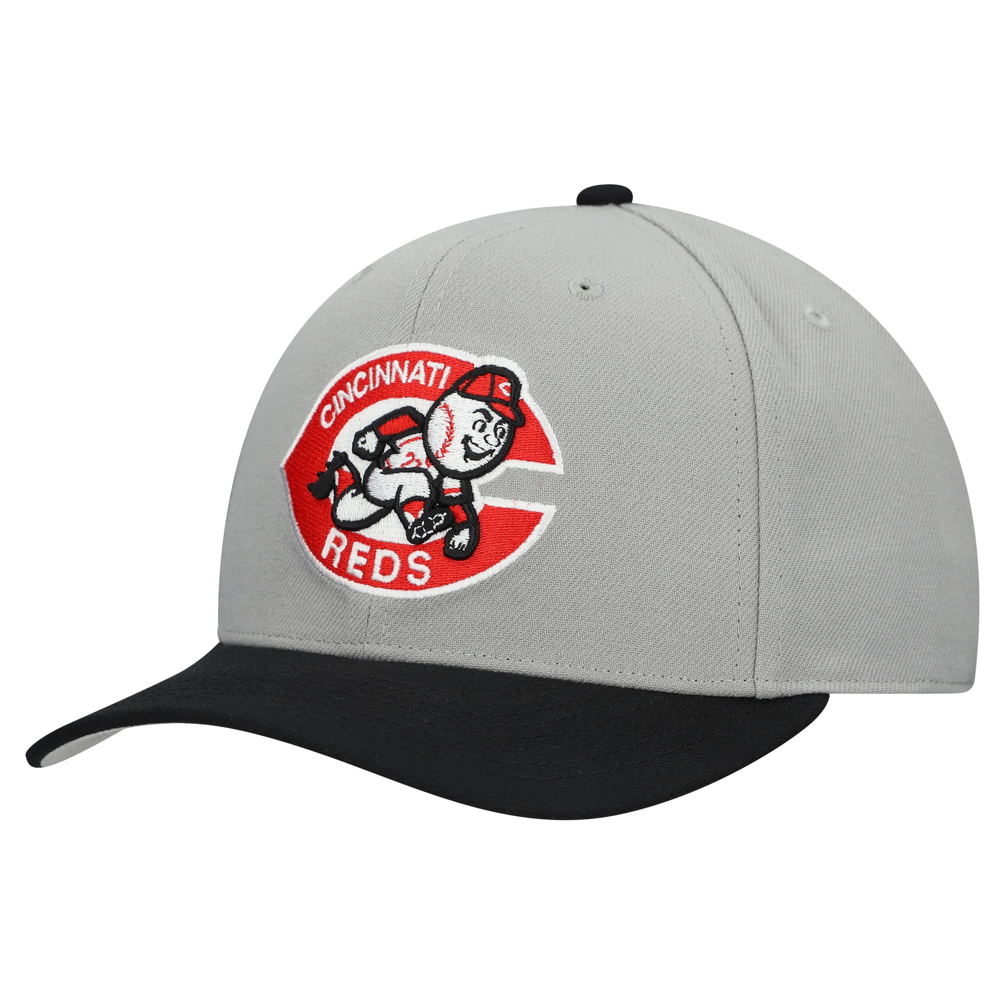 Unisex-Mitchell & Ness Gray Cincinnati Reds Basic Coop Pro Adjustable ...