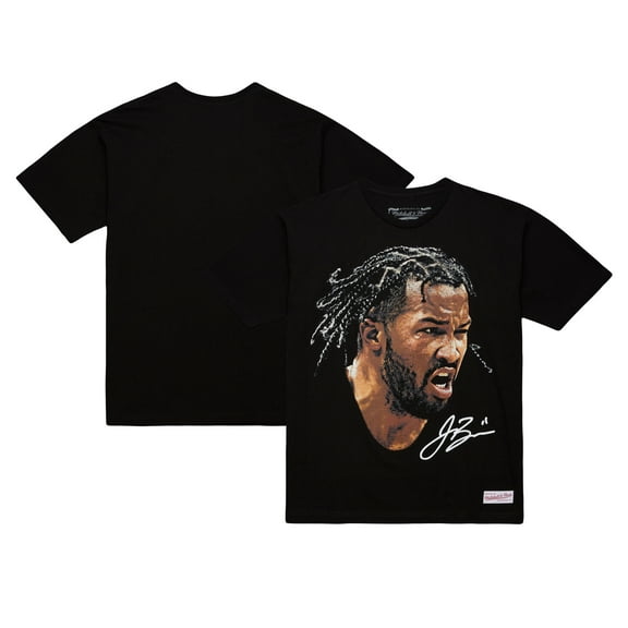 Unisex Mitchell & Ness Jalen Brunson Black NBA Real Big Face Player T-Shirt