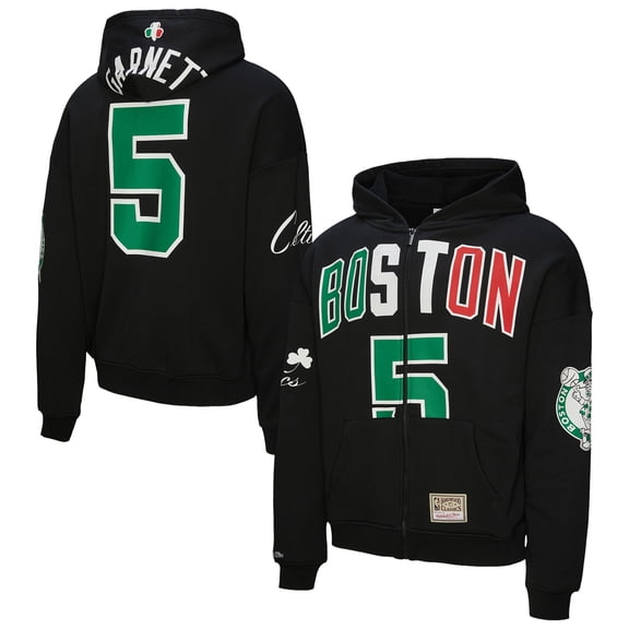 Unisex Mitchell & Ness Kevin Garnett Black Boston Celtics Hardwood Classics Maxxed Out Full-Zip Hoodie