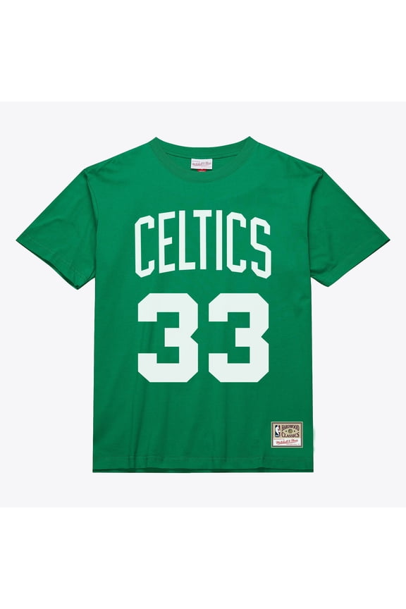 Unisex Mitchell & Ness Larry Bird Kelly Green Boston Celtics Hardwood Classics Name & Number T-Shirt