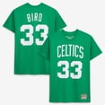 thumbnail image 1 of Unisex Mitchell & Ness Larry Bird Kelly Green Boston Celtics Hardwood Classics Name & Number T-Shirt, 1 of 6