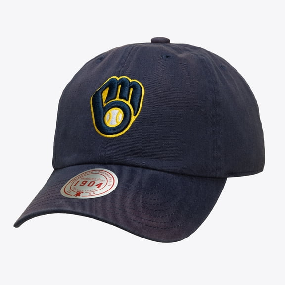 Unisex Mitchell & Ness Navy Milwaukee Brewers 1904 Soft Wash Adjustable Hat
