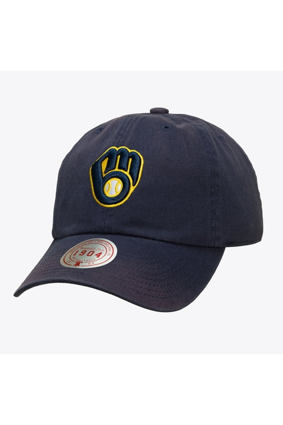 Unisex Mitchell & Ness Navy Milwaukee Brewers 1904 Soft Wash Adjustable Hat