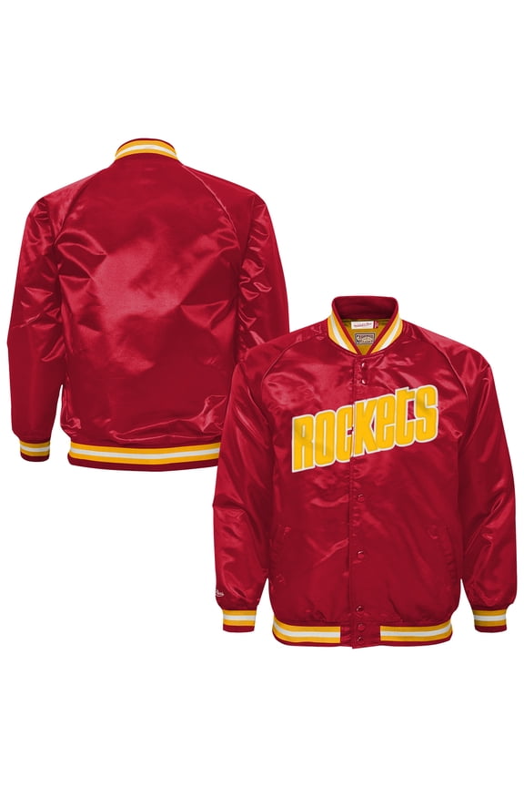 Youth Mitchell & Ness Red Houston Rockets Hardwood Classics Head Coach Full-Snap Raglan Jacket