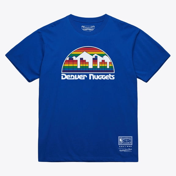 Unisex Mitchell & Ness Royal Denver Nuggets Hardwood Classics Basic Logo Arch T-Shirt