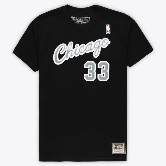 Unisex Mitchell & Ness Scottie Pippen Black Chicago Bulls Hardwood Classics Reload 3.0 T-Shirt