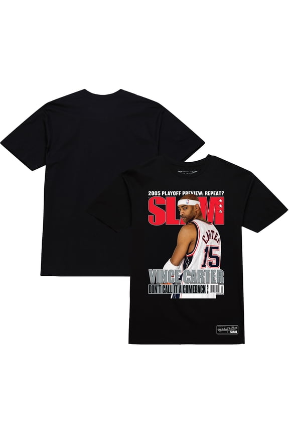 Unisex Mitchell & Ness Vince Carter Black New Jersey Nets Don't Call It A Comeback SLAM Cover T-Shirt