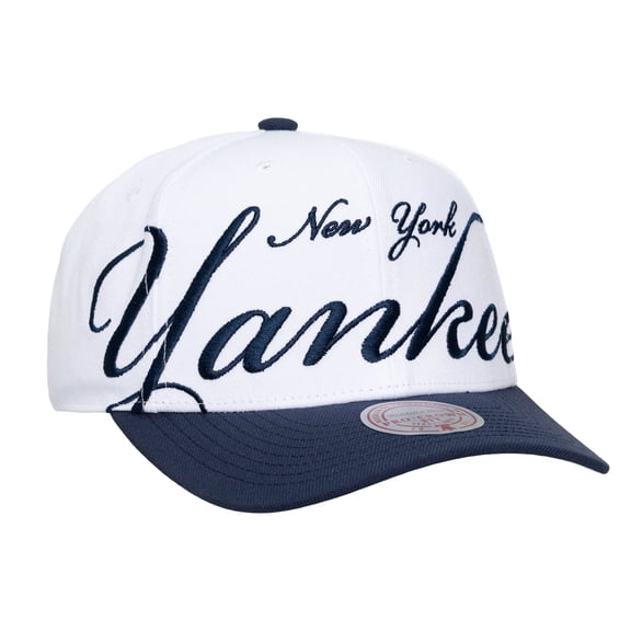 Unisex Mitchell & Ness White/Navy New York Yankees XL Script Pro Crown Snapback Hat