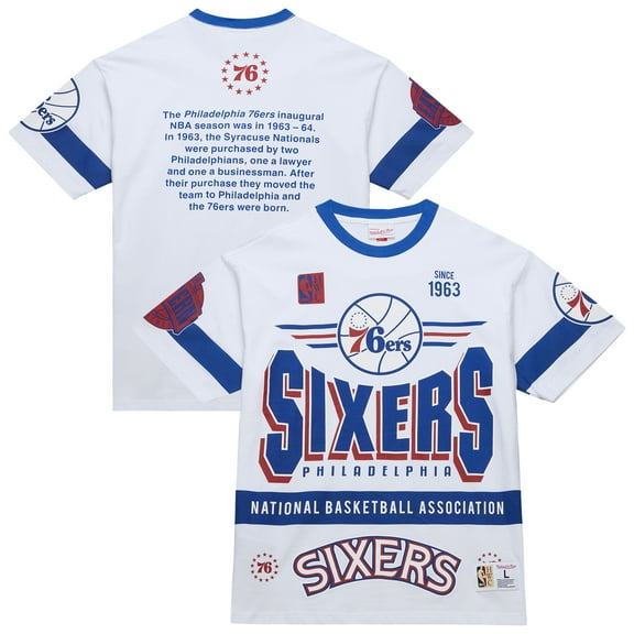 Unisex Mitchell & Ness  White Philadelphia 76ers Hardwood Classics Vintage Team Origins Premium T-Shirt