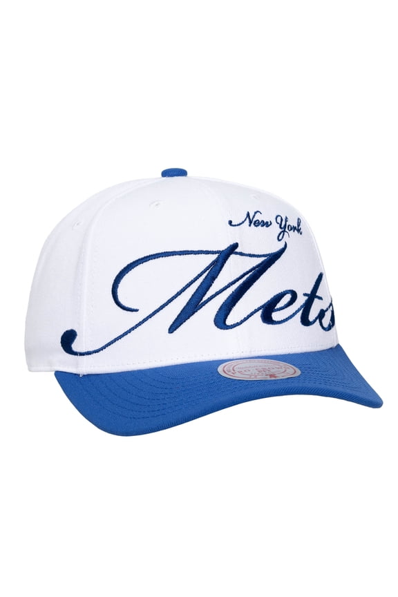 Unisex Mitchell & Ness White/Royal New York Mets XL Script Pro Crown Adjustable Hat