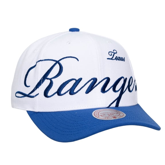 Unisex Mitchell & Ness White/Royal Texas Rangers XL Script Pro Crown Adjustable Hat