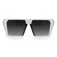 thumbnail image 1 of Unisex Mobster Mafia Flat Top Plastic Rectangular Sunglasses White Smoke, 1 of 4