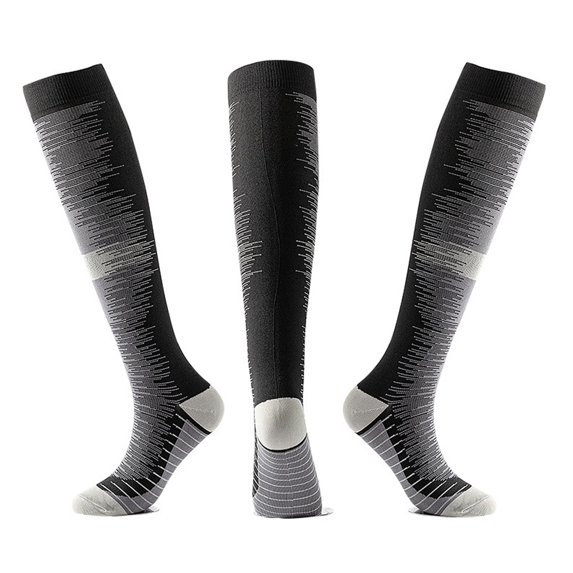 Unisex Moisture Wicking Compression Socks, Long Calf Running Socks, Athletic Performance Socks, Soft Workout Socks, Sports Compression Socks, Men Women Sport Socks Grey