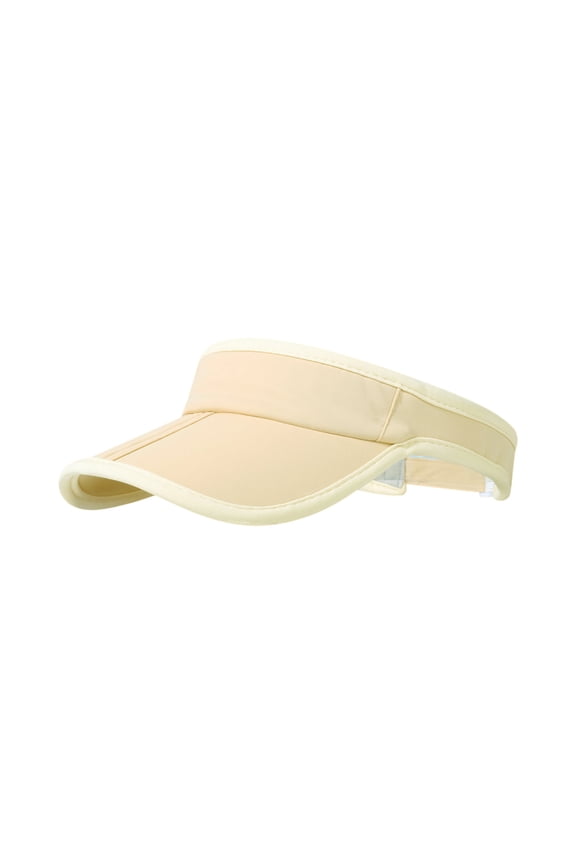 Unisex Moisture Wicking Sport Visor Caps, Solid Tone Breathable Open Top Hats for Running and Workout, Adjustable Sun Shield for Outdoor Training, Beige