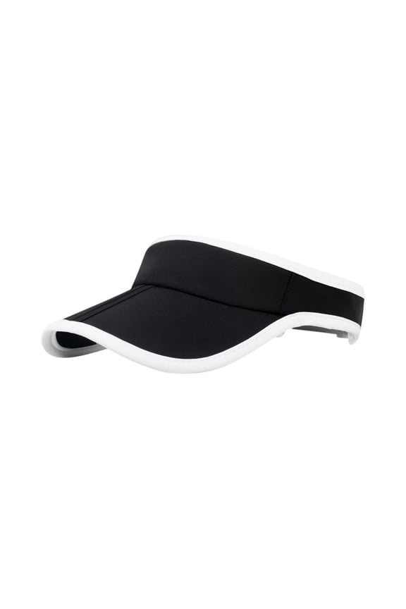 Unisex Moisture Wicking Sport Visor Caps, Solid Tone Breathable Open Top Hats for Running and Workout, Adjustable Sun Shield for Outdoor Training, Black