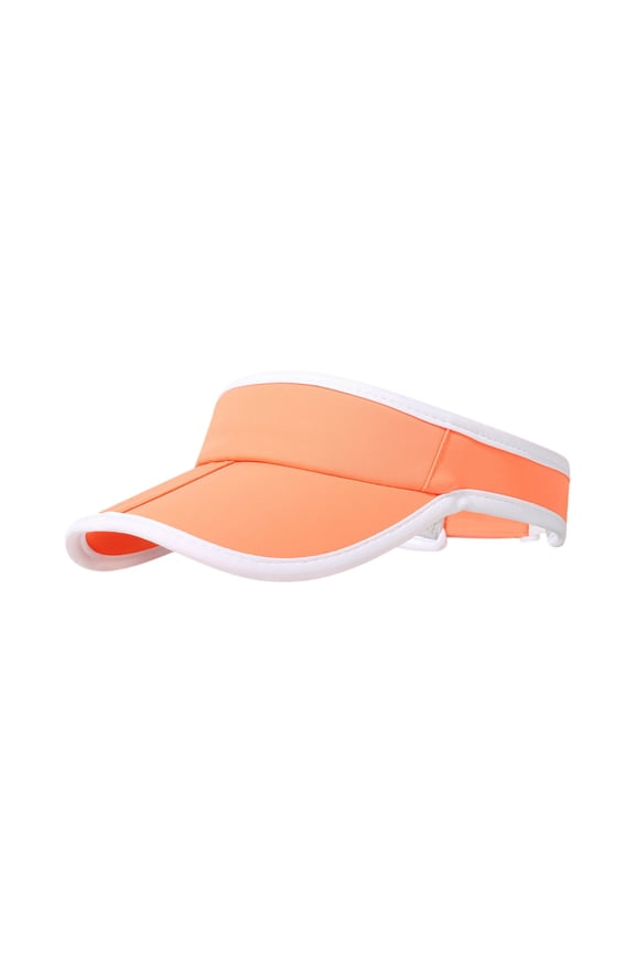 Unisex Moisture Wicking Sport Visor Caps, Solid Tone Breathable Open Top Hats for Running and Workout, Adjustable Sun Shield for Outdoor Training, Saffron