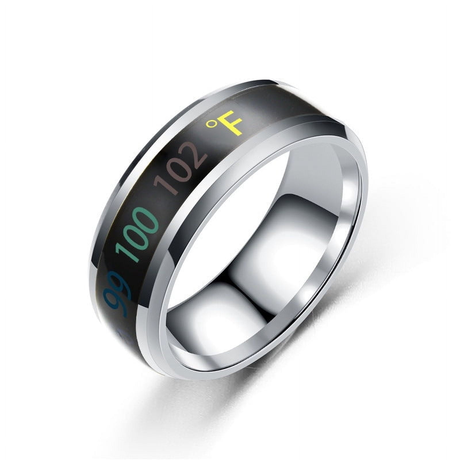 Unisex Mood Ring Stainless Steel Temperature Reactive Ring Fahrenheit ...