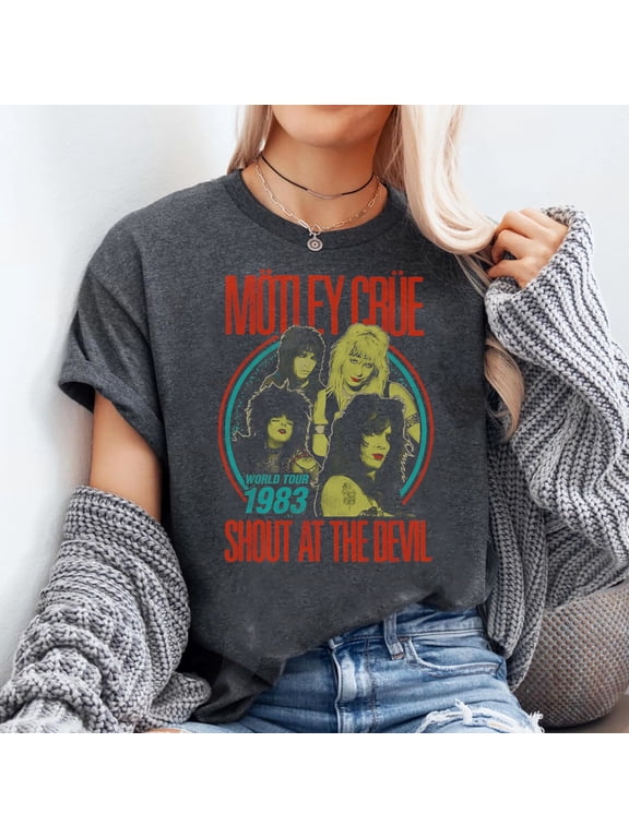 Unisex Motley Crue Rock Band Tour 1983 Graphic T-Shirt, Sizes S-5XL, Tbun Men's And Women's Graphic Tee 100% Cotton by TBun, Full Sizes S-5XL