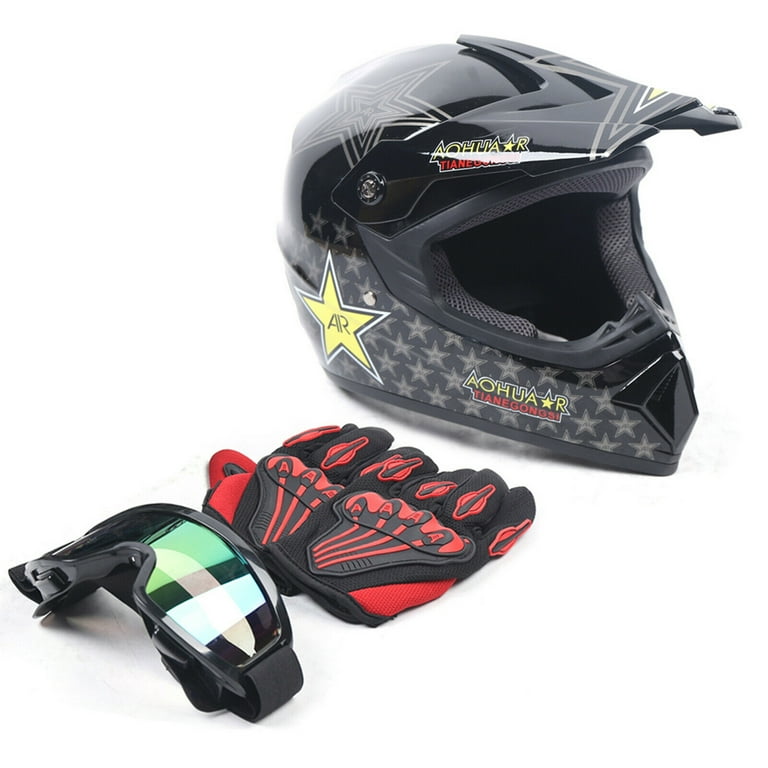 Unisex Motocross Helmet Goggle Gloves Youth Off Road Racing ATV Dirt Bike Protector M Walmart