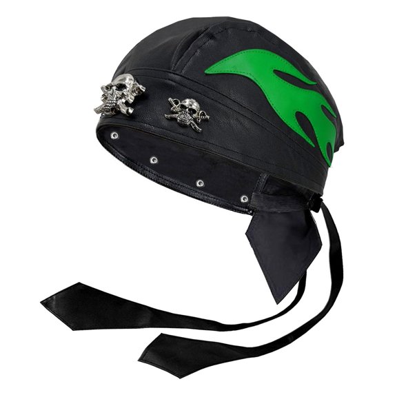 Unisex Motorcycle Head Wrap Skull Cap Skull Caps Do Du Rag Leather Doo Rag Rock Biker Flame Cap for Riding
