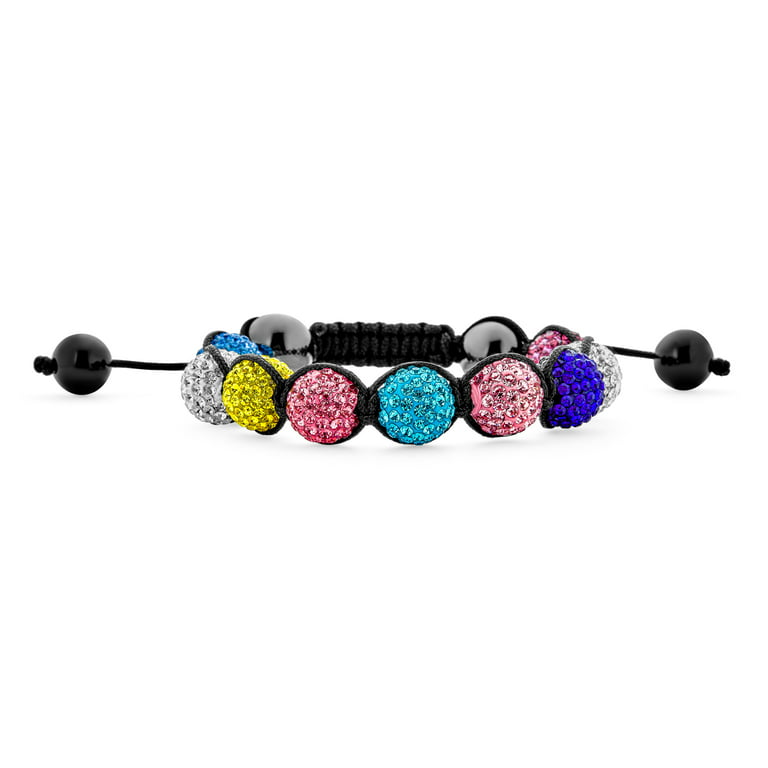 Unisex Multi Color Rainbow Crystal Balls 12mm Beads Adjustable