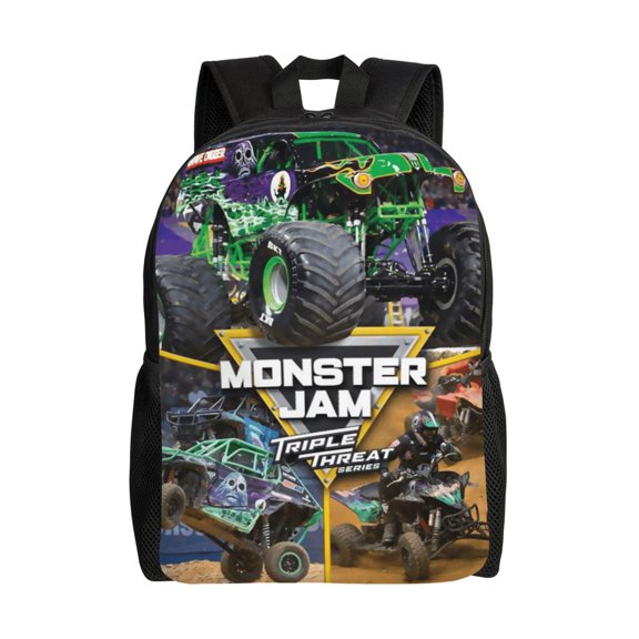 Unisex Multifunction Outdoor Durable Large Capacity 17inch Backpack Monster Cartoon Truck Jam Laptop Backpacks Daypack Bookbag Travel Bag