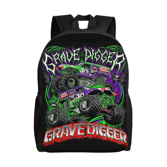Unisex Multifunction Outdoor Durable Large Capacity 17inch Backpack Monster Cartoon Truck Jam Laptop Backpacks Daypack Bookbag Travel Bag