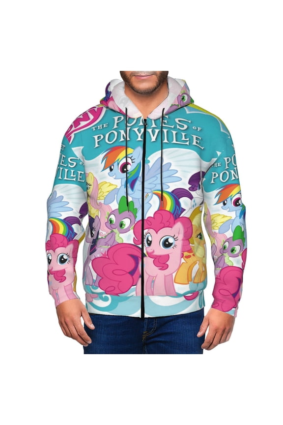 Unisex My Lit-tle Pony Zip-Up Hoodie Zipper Hooded Sweatshirt Outdoor Jacket with Pockets