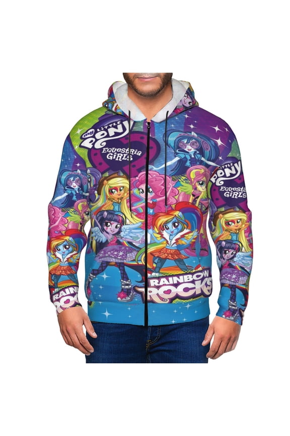 Unisex My Lit-tle Pony Zip-Up Hoodie Zipper Hooded Sweatshirt Outdoor Jacket with Pockets