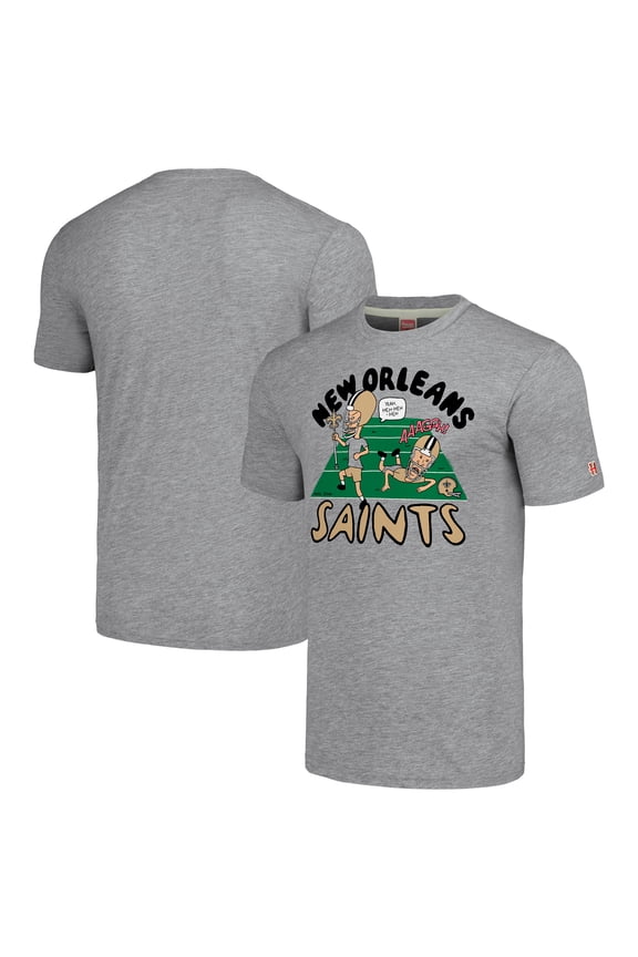 Unisex NFL x Homage x Beavis and Butt-Head Gray New Orleans Saints Tri-Blend T-Shirt