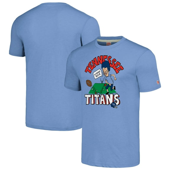 Unisex NFL x Homage x Beavis and Butt-Head Light Blue Tennessee Titans Tri-Blend T-Shirt