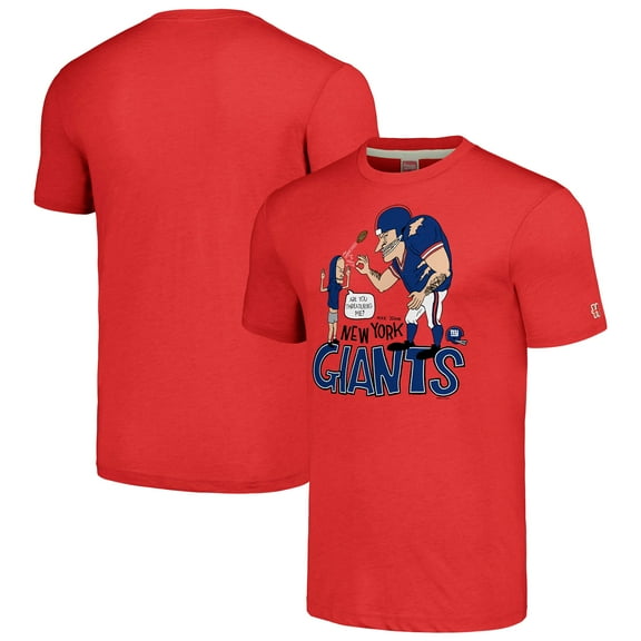 Unisex NFL x Homage x Beavis and Butt-Head Red New York Giants Tri-Blend T-Shirt